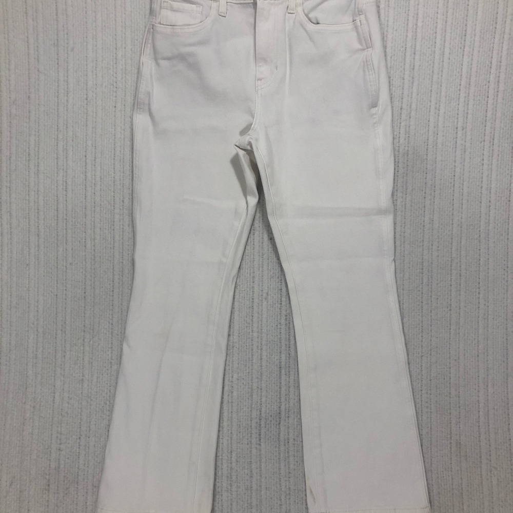 Banana Republic White High Rise Crop Boot Premium Denim Jeans Womens 28 Flare
